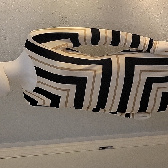 CATO Space Age Geometric Atomic Mod Long Sleeve Bodycon Longline Dress - Picture 4 of 10